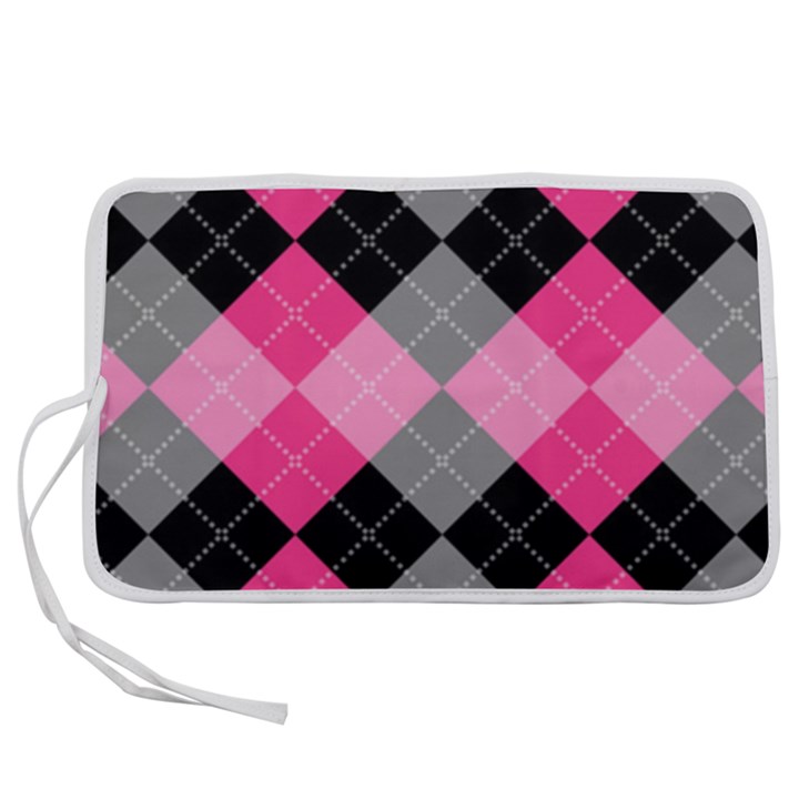 Seamless-argyle-pattern Pen Storage Case (M)