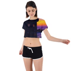 Ocean Dreaming Tie Back Short Sleeve Crop Tee