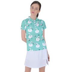 Elegant-swan-seamless-pattern Women s Polo Tee