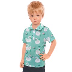 Elegant-swan-seamless-pattern Kids  Polo Tee