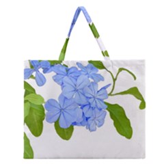 Botanical Floral Print Stylized Photo Zipper Large Tote Bag