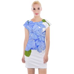 Botanical Floral Print Stylized Photo Cap Sleeve Bodycon Dress by dflcprintsclothing