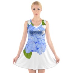 Botanical Floral Print Stylized Photo V-neck Sleeveless Dress by dflcprintsclothing