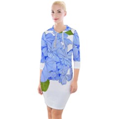 Botanical Floral Print Stylized Photo Quarter Sleeve Hood Bodycon Dress by dflcprintsclothing