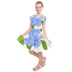 Botanical Floral Print Stylized Photo Kids  Short Sleeve Dress by dflcprintsclothing