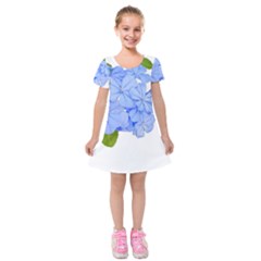 Botanical Floral Print Stylized Photo Kids  Short Sleeve Velvet Dress by dflcprintsclothing