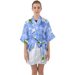 Botanical Floral Print Stylized Photo Half Sleeve Satin Kimono  by dflcprintsclothing