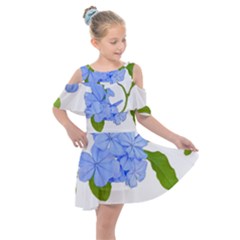 Botanical Floral Print Stylized Photo Kids  Shoulder Cutout Chiffon Dress by dflcprintsclothing