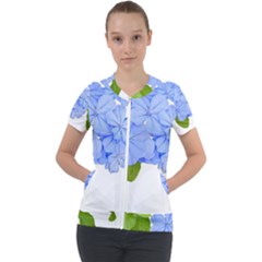 Botanical Floral Print Stylized Photo Short Sleeve Zip Up Jacket by dflcprintsclothing