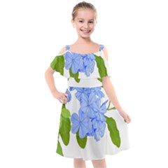 Botanical Floral Print Stylized Photo Kids  Cut Out Shoulders Chiffon Dress by dflcprintsclothing