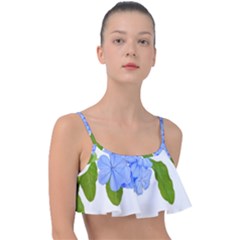 Botanical Floral Print Stylized Photo Frill Bikini Top