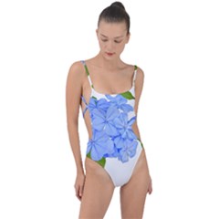 Botanical Floral Print Stylized Photo Tie Strap One Piece Swimsuit