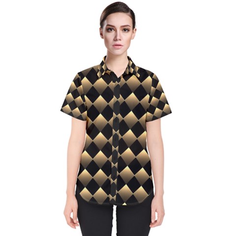 Golden-chess-board-background Women s Short Sleeve Shirt by Vaneshart