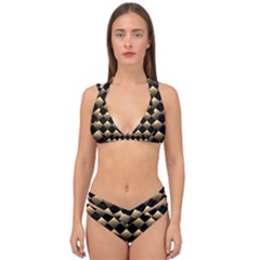 Golden-chess-board-background Double Strap Halter Bikini Set by Vaneshart