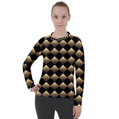 Golden-chess-board-background Women s Pique Long Sleeve Tee