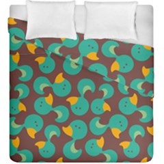 Vector-illustration-seamless-pattern-with-cartoon-duck Duvet Cover Double Side (king Size) by Vaneshart