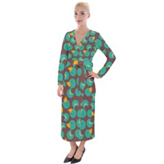 Vector-illustration-seamless-pattern-with-cartoon-duck Velvet Maxi Wrap Dress