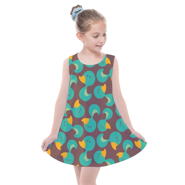 Vector-illustration-seamless-pattern-with-cartoon-duck Kids  Summer Dress