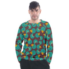 Vector-illustration-seamless-pattern-with-cartoon-duck Men s Long Sleeve Raglan Tee