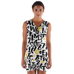 Letters-pattern Wrap Front Bodycon Dress by Vaneshart