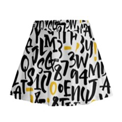 Letters-pattern Mini Flare Skirt by Vaneshart