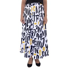 Letters-pattern Flared Maxi Skirt by Vaneshart