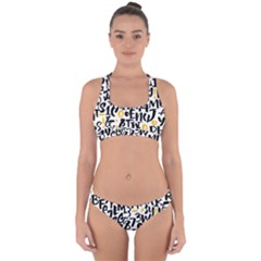 Letters-pattern Cross Back Hipster Bikini Set by Vaneshart