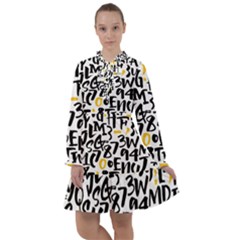 Letters-pattern All Frills Chiffon Dress