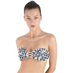 Letters-pattern Twist Bandeau Bikini Top