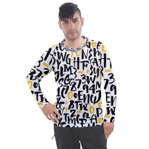 Letters-pattern Men s Pique Long Sleeve Tee by Vaneshart