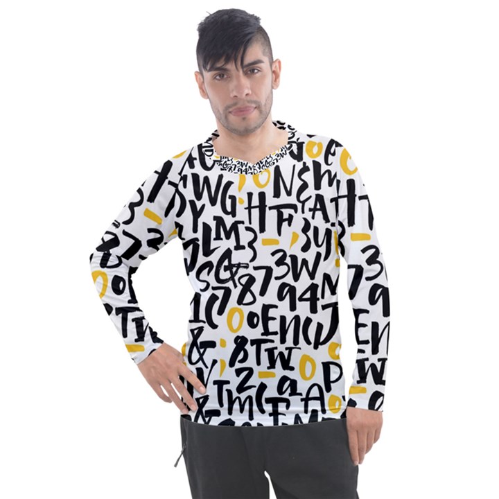 Letters-pattern Men s Pique Long Sleeve Tee