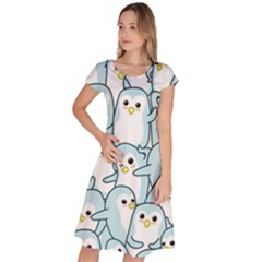 Penguins Pattern Classic Short Sleeve Dress