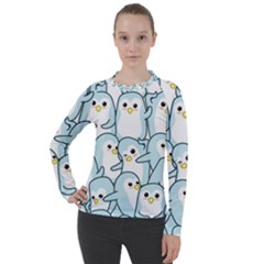 Penguins Pattern Women s Pique Long Sleeve Tee