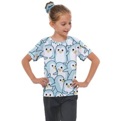 Penguins Pattern Kids  Mesh Piece Tee