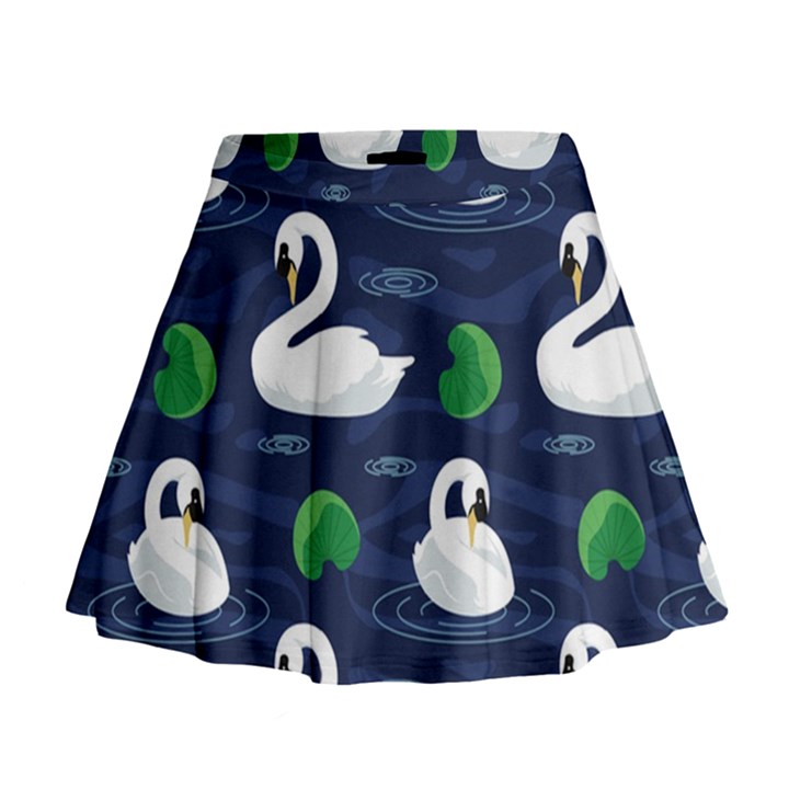 Swan pattern elegant design Mini Flare Skirt