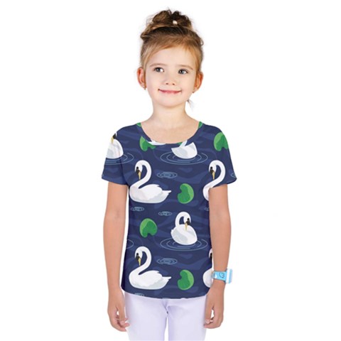 Swan Pattern Elegant Design Kids  One Piece Tee by Vaneshart