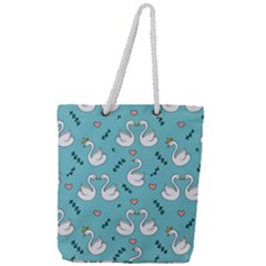 Elegant-swan-pattern-design Full Print Rope Handle Tote (large) by Vaneshart