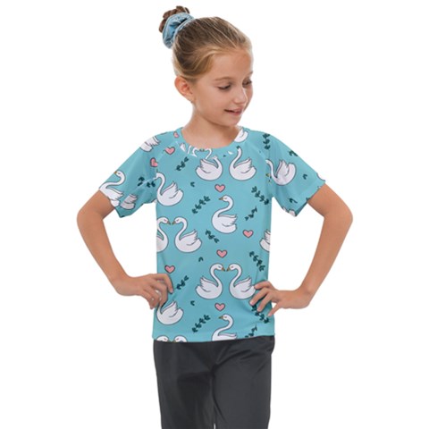 Elegant-swan-pattern-design Kids  Mesh Piece Tee by Vaneshart