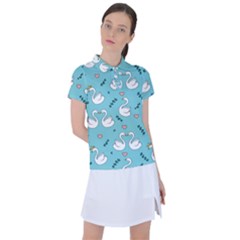 Elegant-swan-pattern-design Women s Polo Tee