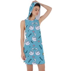 Elegant-swan-pattern-design Racer Back Hoodie Dress