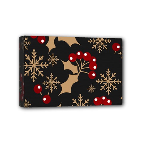 Christmas Pattern With Snowflakes Berries Mini Canvas 6  X 4  (stretched) by Vaneshart