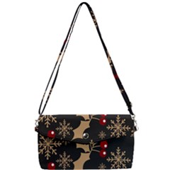 Christmas Pattern With Snowflakes Berries Removable Strap Clutch Bag by Vaneshart