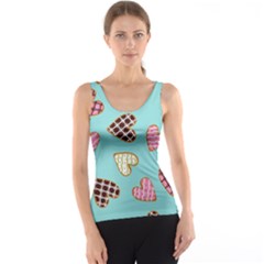 Seamless Pattern With Heart Shaped Cookies With Sugar Icing Tank Top by Vaneshart