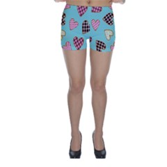 Seamless Pattern With Heart Shaped Cookies With Sugar Icing Skinny Shorts by Vaneshart