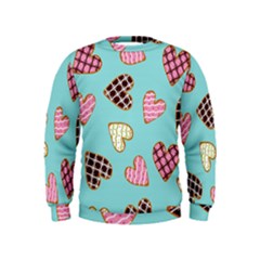 Seamless Pattern With Heart Shaped Cookies With Sugar Icing Kids  Sweatshirt by Vaneshart