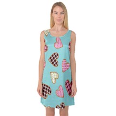 Seamless Pattern With Heart Shaped Cookies With Sugar Icing Sleeveless Satin Nightdress