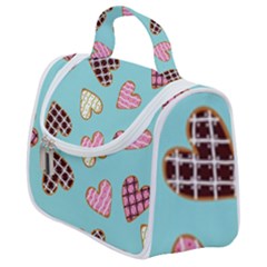 Seamless Pattern With Heart Shaped Cookies With Sugar Icing Satchel Handbag by Vaneshart