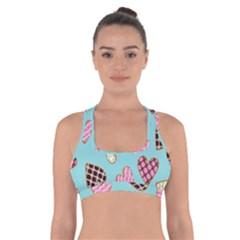 Seamless Pattern With Heart Shaped Cookies With Sugar Icing Cross Back Sports Bra by Vaneshart