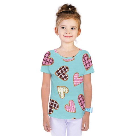 Seamless Pattern With Heart Shaped Cookies With Sugar Icing Kids  One Piece Tee by Vaneshart