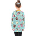 Seamless pattern with heart shaped cookies with sugar icing Kids  Double Breasted Button Coat View2